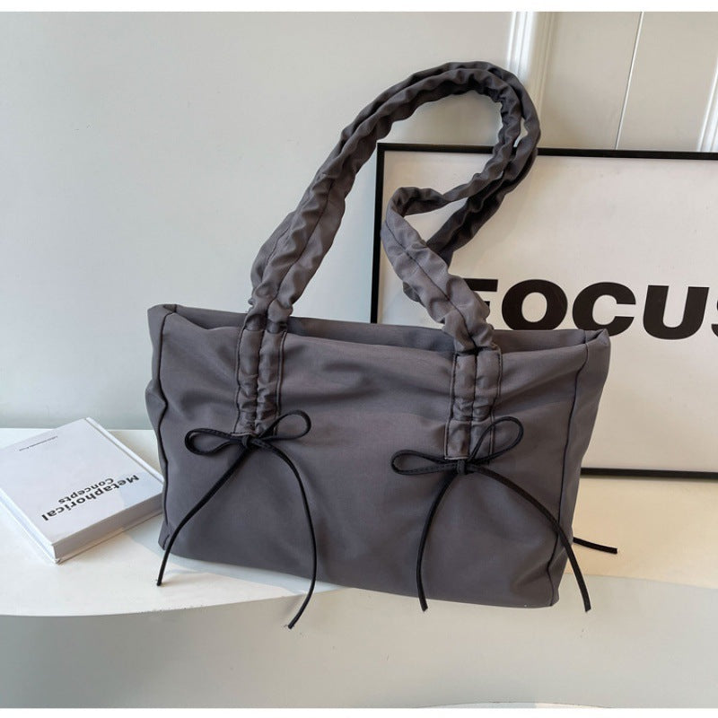 Wholesale Fashion pleated large capacity bow tote bag women's bag shoulder underarm bag